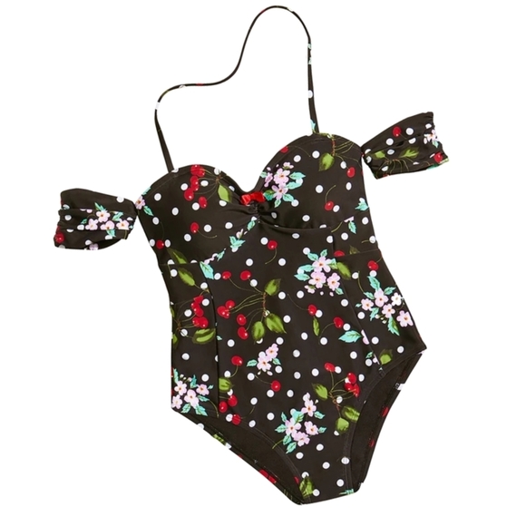 Betsey Johnson One Piece Swim, Black Cherry, New without Tag - Picture 3 of 6